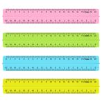 Линейка 20см СТАММ, пластиковая, с держателем, прозрачная, неоновые цвета, ассорти